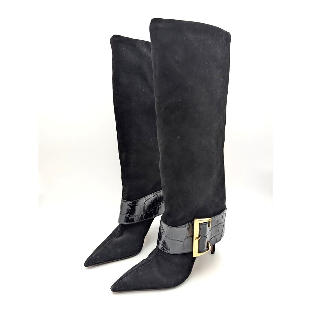 Schutz Beatrix Pointed Toe Knee High Boots Women's Black Size US9.5B EU40
